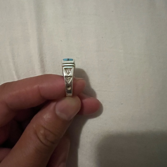 Men’s Sterling Silver Turquoise Mutli-inlay stone Ring - Picture 2 of 4